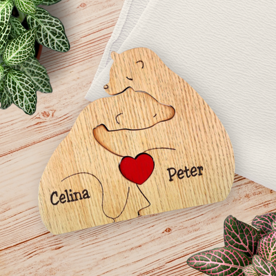 Puzzle familial personnalisé en bois – Thème des ours