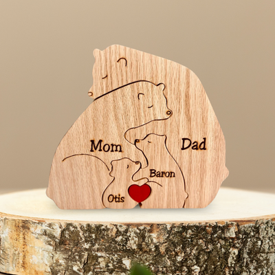 Puzzle familial personnalisé en bois – Thème des ours