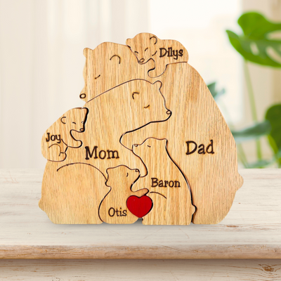 Puzzle familial personnalisé en bois – Thème des ours