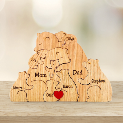 Puzzle familial personnalisé en bois – Thème des ours
