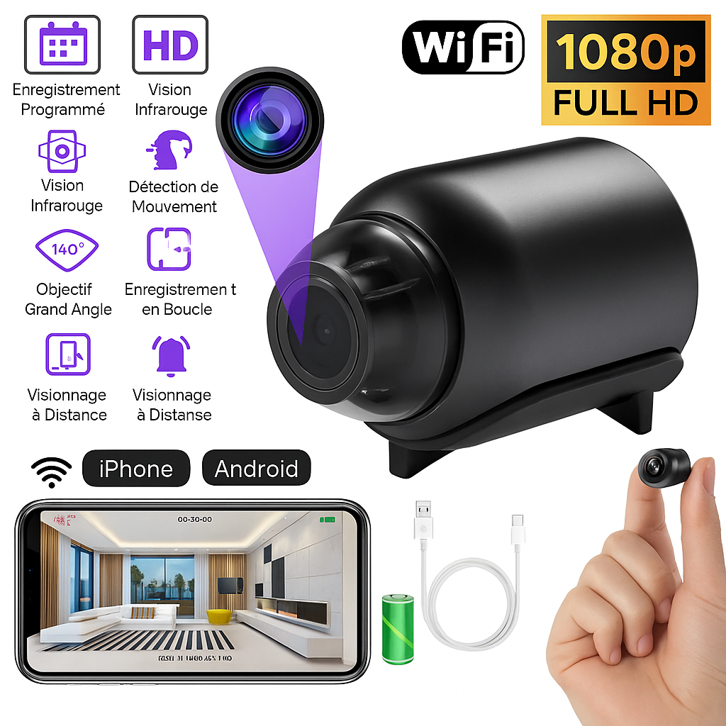 Mini Caméra UltraVision – Sécurité 4K Ultra HD dans votre poche